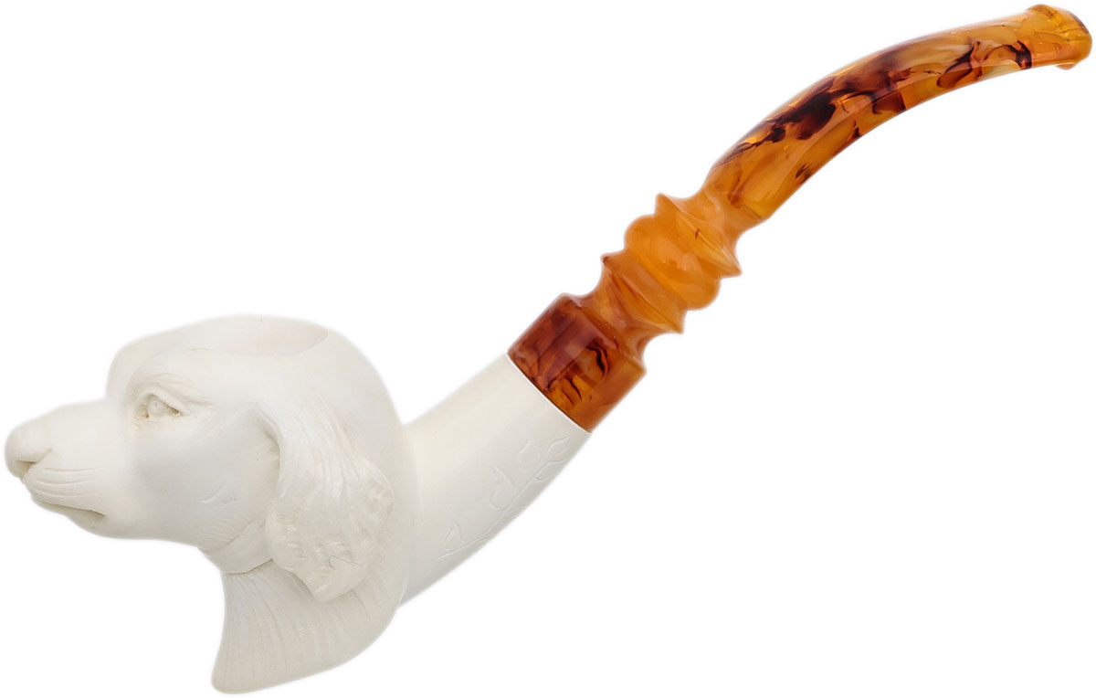 AKB Meerschaum Carved Dog (with Case)