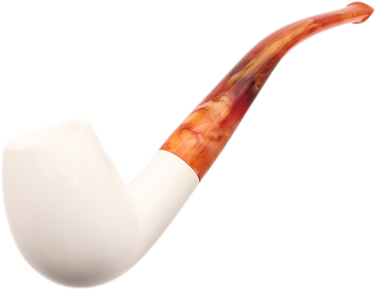 AKB Meerschaum Spot Carved Bent Billiard (with Case)