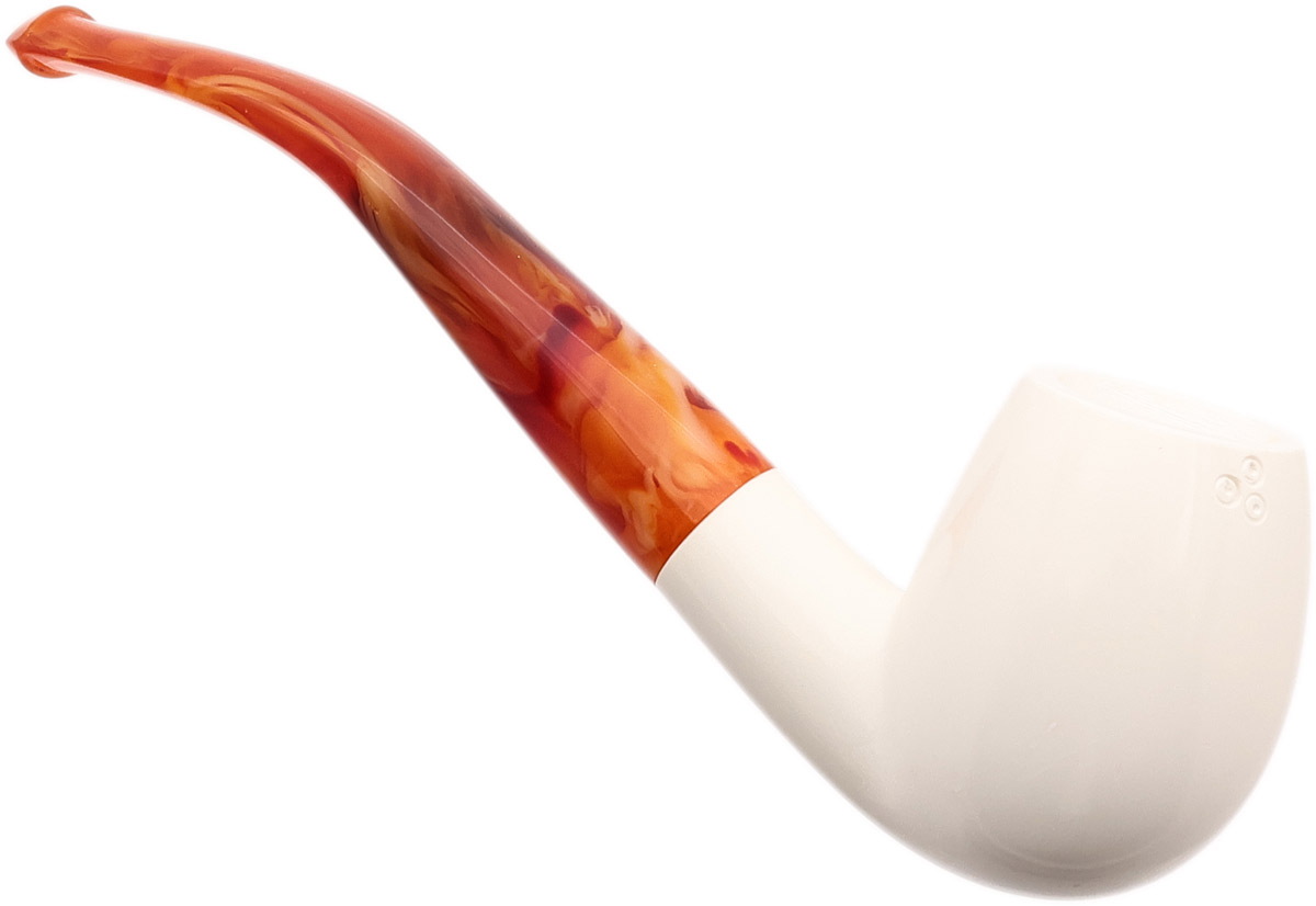 AKB Meerschaum Spot Carved Bent Billiard (with Case)