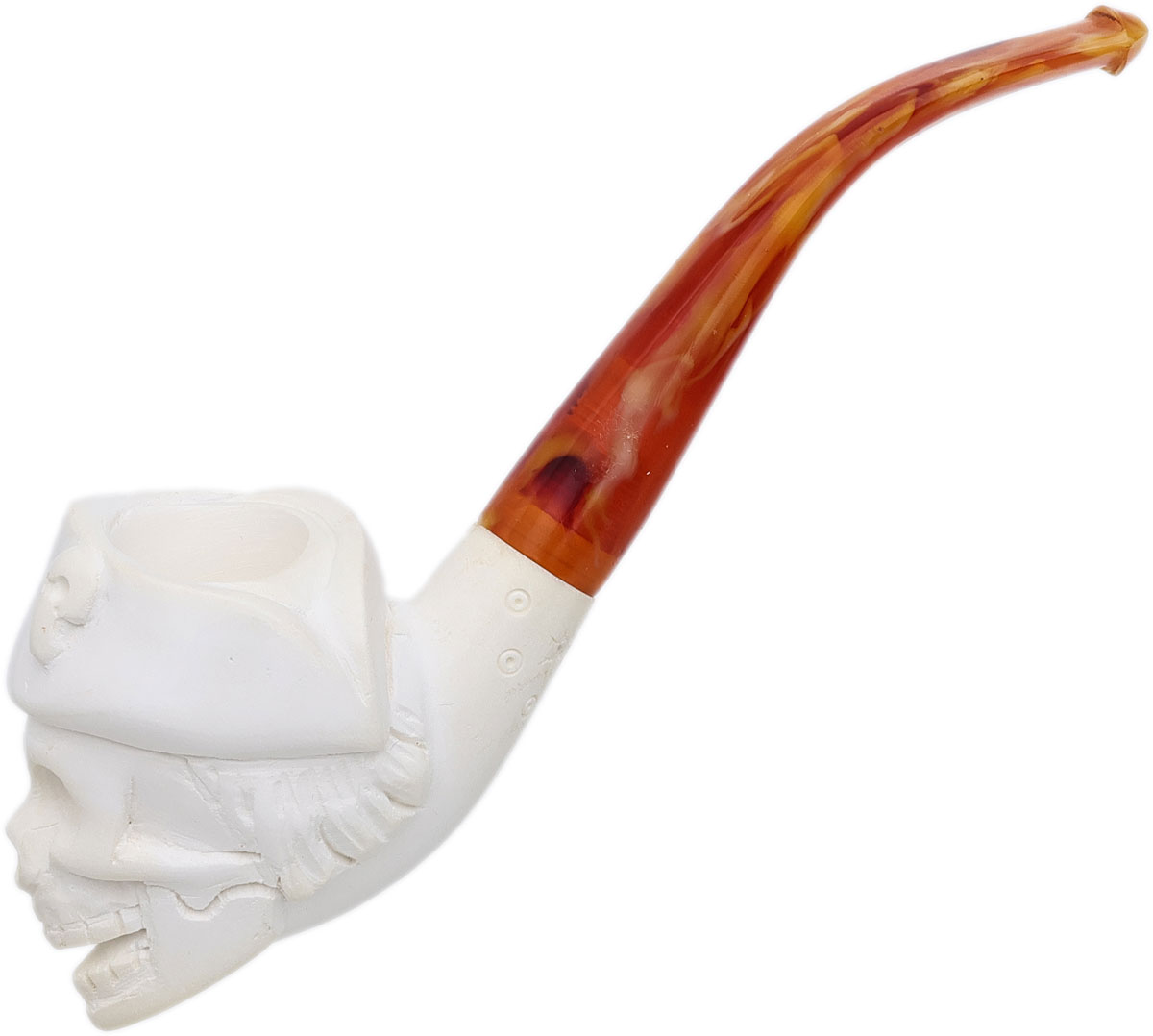 AKB Meerschaum Carved Pirate Skull (with Case)