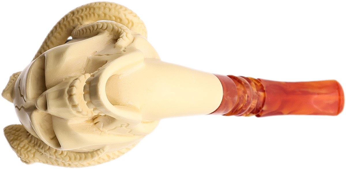 AKB Meerschaum Carved Skull with Snake (Ali) (With Case)