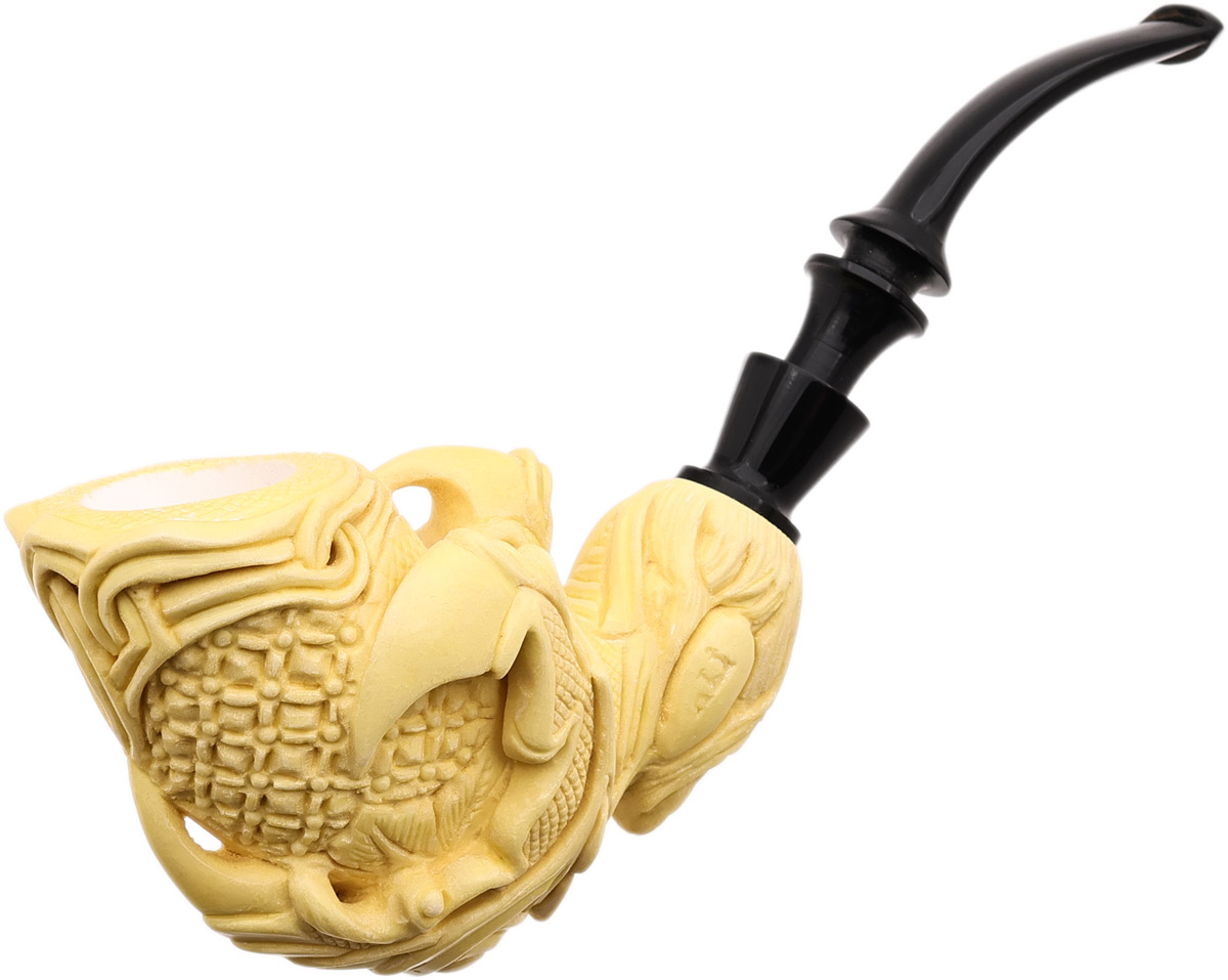 AKB Meerschaum Carved Dragon Claw Holding Egg (Ali) (With Case)
