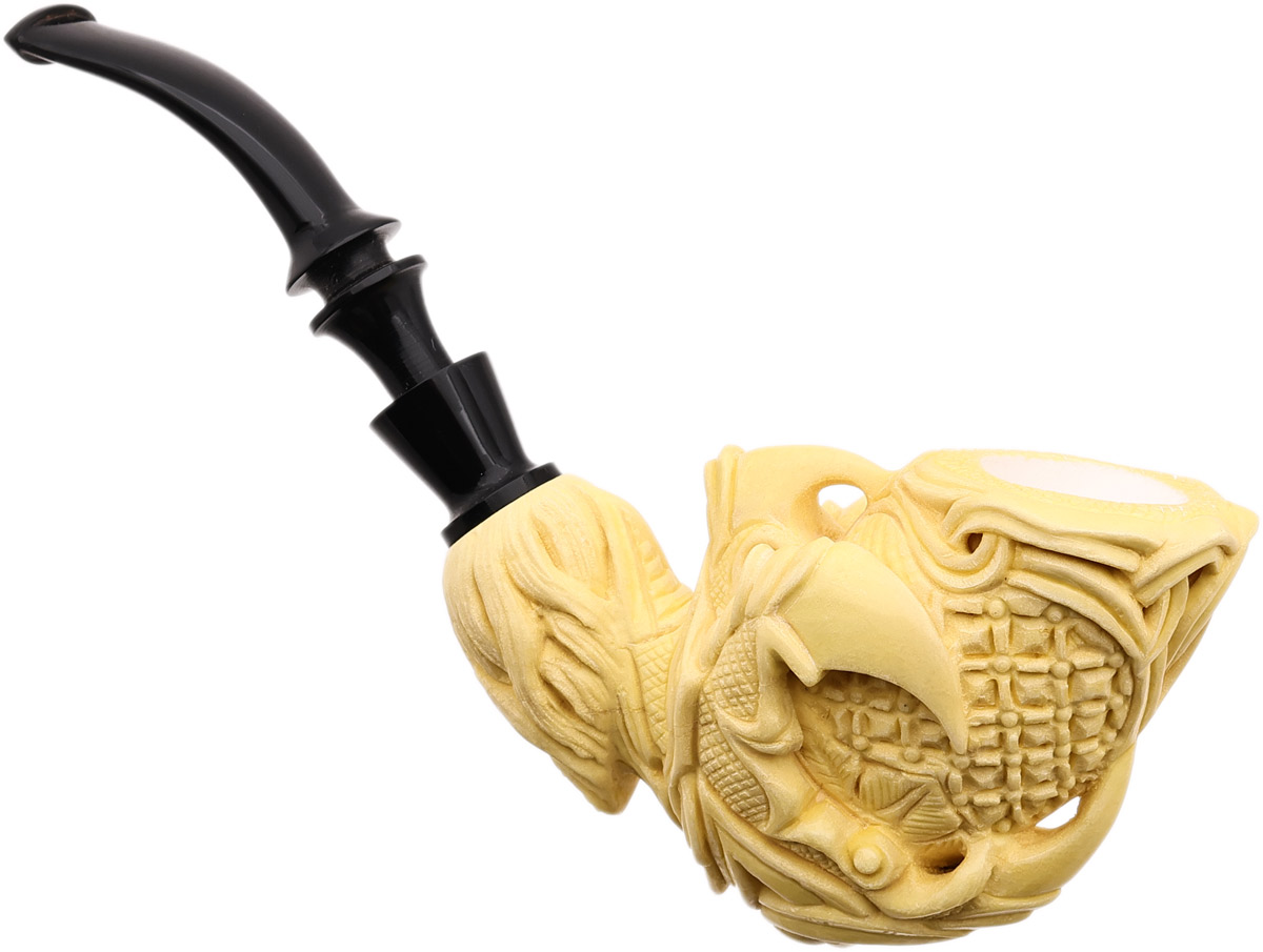 AKB Meerschaum Carved Dragon Claw Holding Egg (Ali) (With Case)