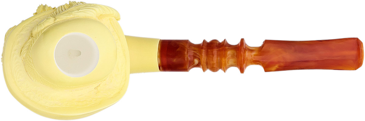 AKB Meerschaum Carved Bearded Man with Feathered Hat (Ali) (With Case)