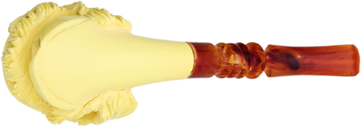 AKB Meerschaum Carved Bearded Man with Feathered Hat (Ali) (With Case)