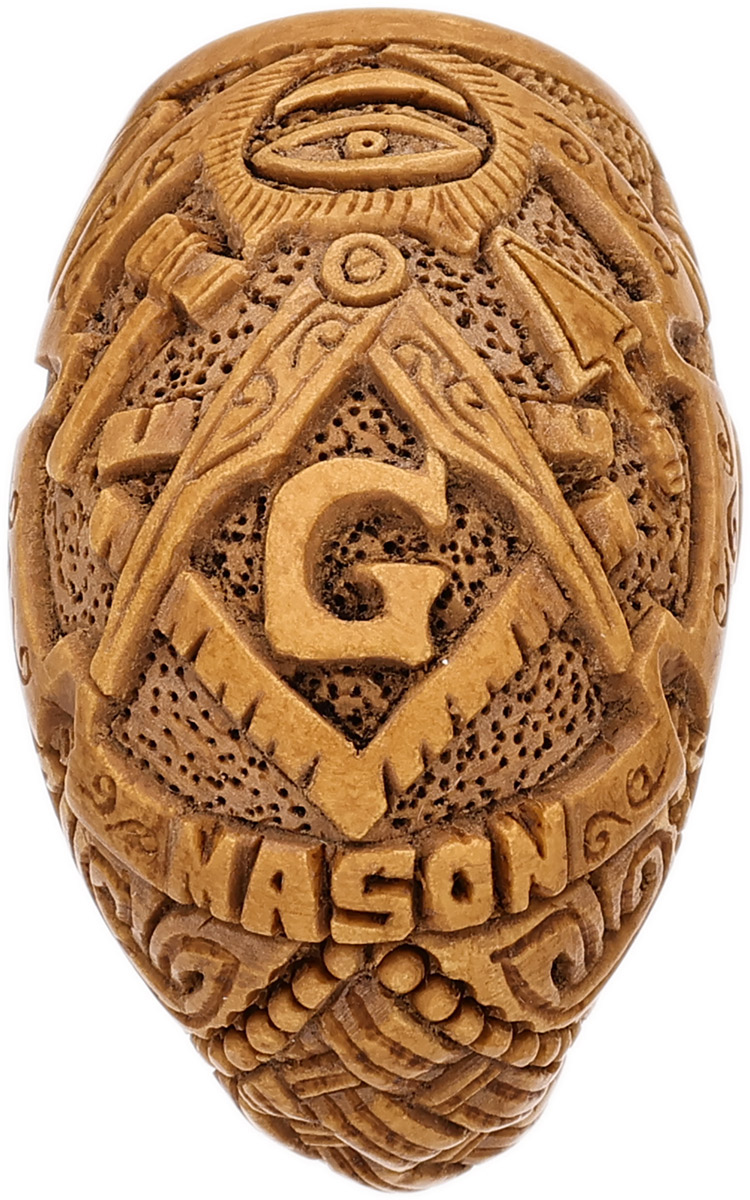 AKB Meerschaum Carved Masonic Bent Billiard (Selver) (with Case)
