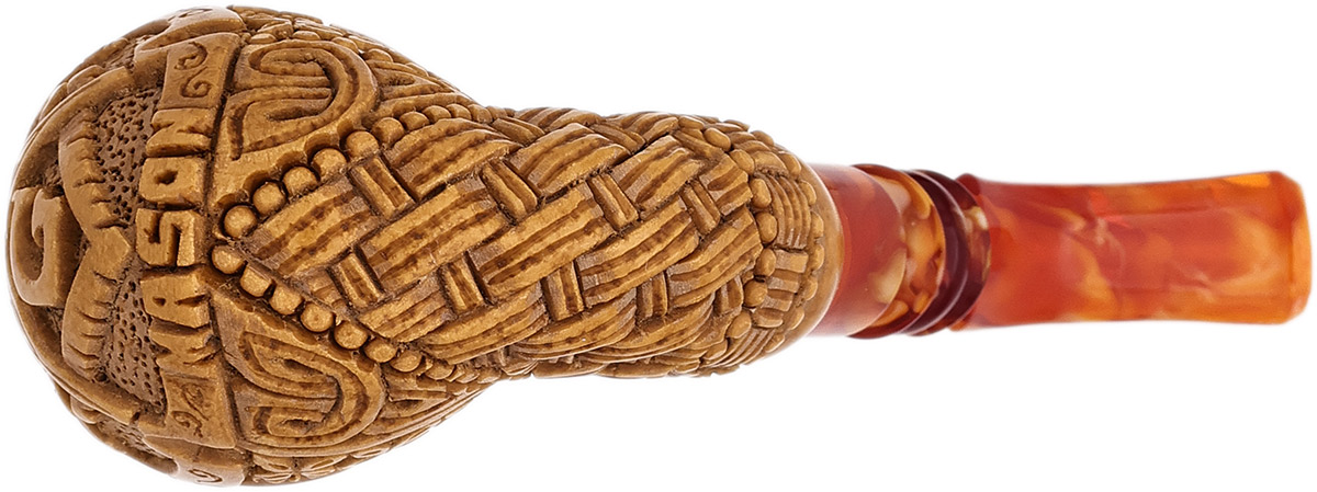 AKB Meerschaum Carved Masonic Bent Billiard (Selver) (with Case)