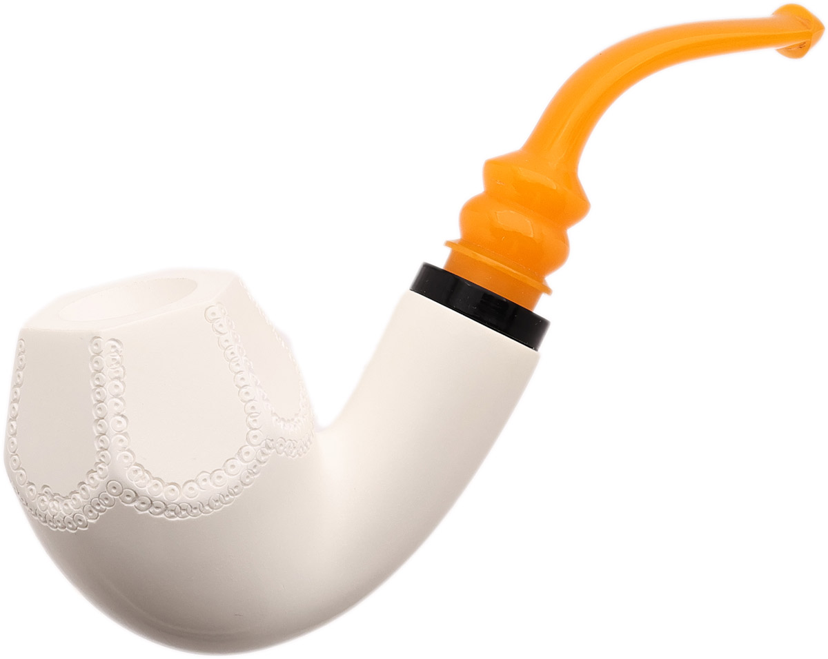 AKB Meerschaum Lattice Paneled Reverse Calabash Rhodesian (Ali) (with Case)