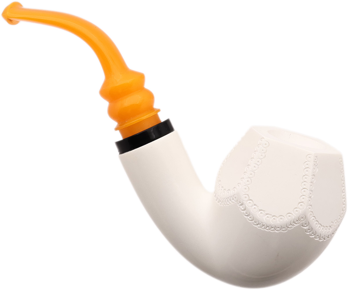 AKB Meerschaum Lattice Paneled Reverse Calabash Rhodesian (Ali) (with Case)