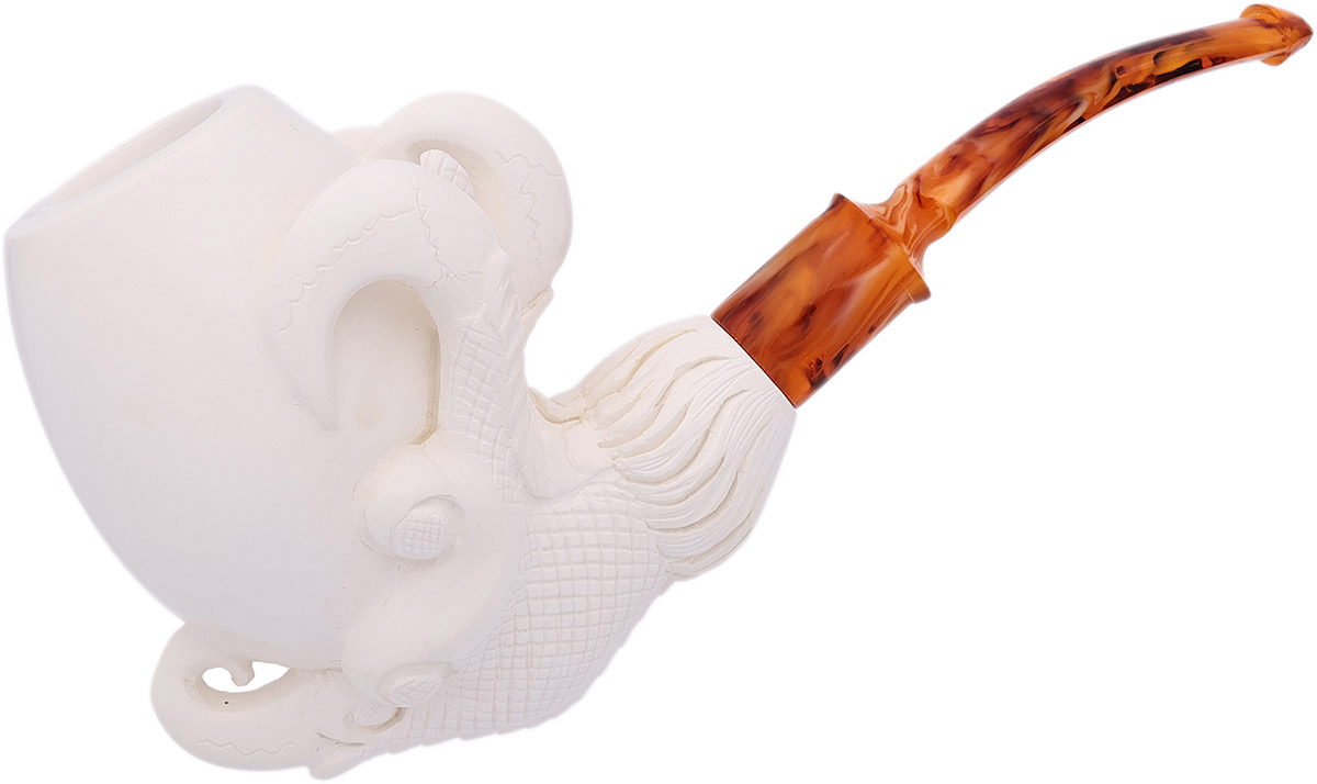 AKB Meerschaum Carved Dragon Claw Holding Egg (with Case)