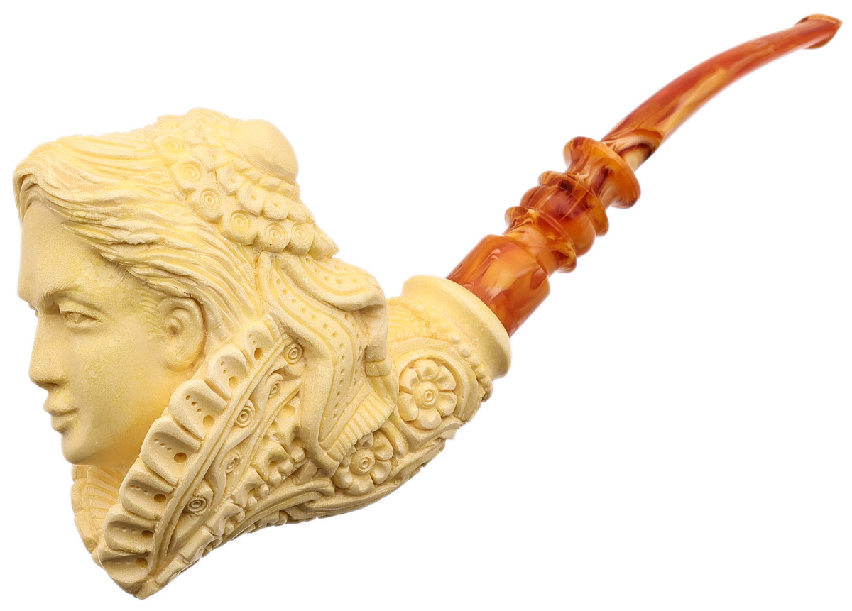 AKB Meerschaum Carved High Society Lady with Hat (A. Cevik) (with Case)