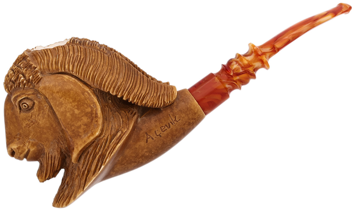 AKB Meerschaum Carved Goat (A. Cevik) (with Case)