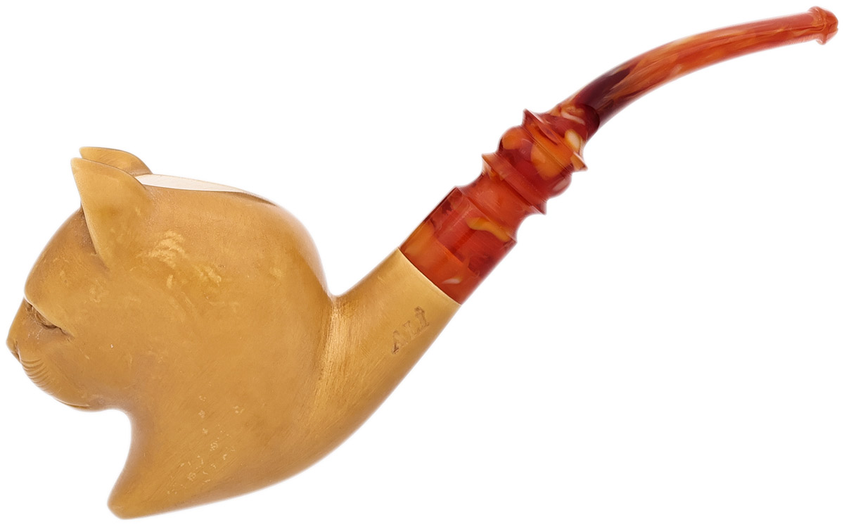 AKB Meerschaum Carved Cat (Ali) (with Case)