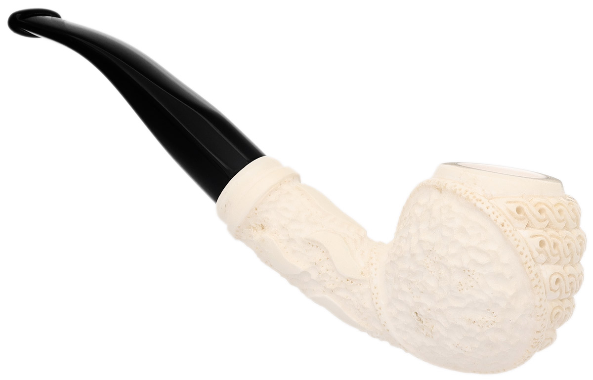AKB Meerschaum Carved Woven Basket Bent Apple (Mcinar) (with Case)