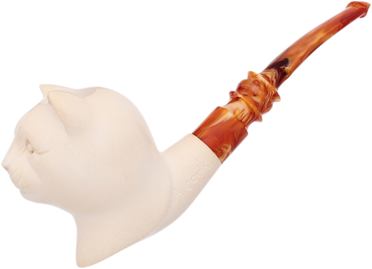 Carved Cat (A. Cevik) (with Case) Tobacco Pipe
