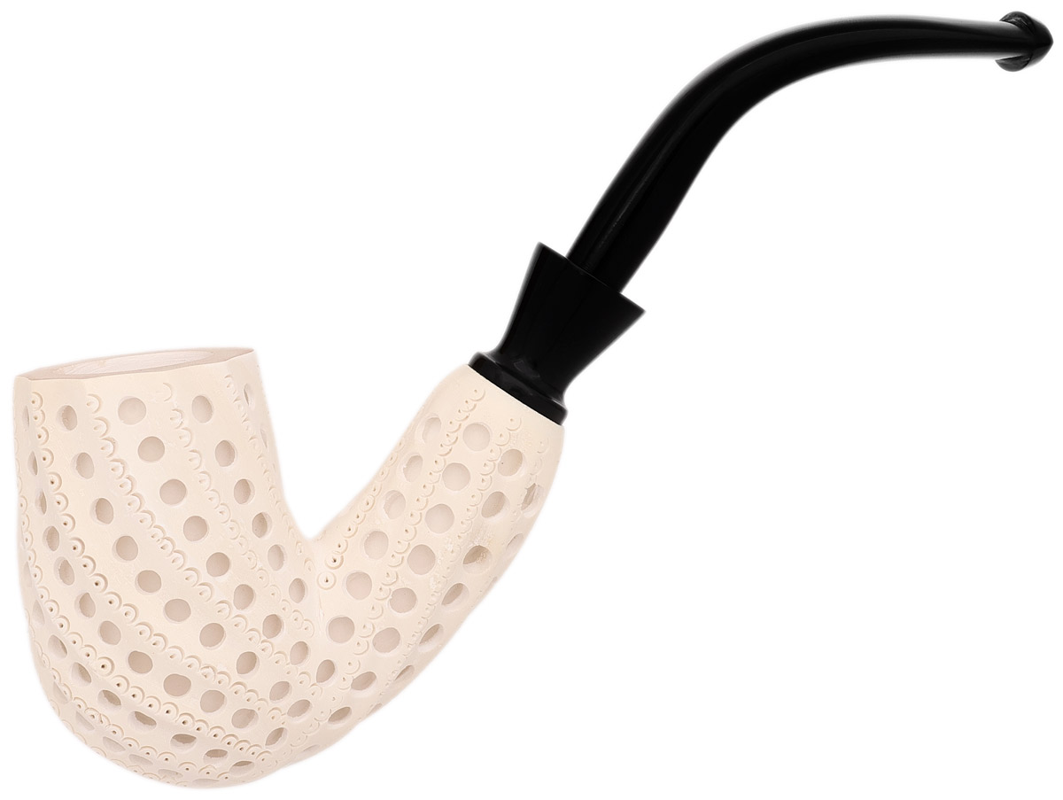 AKB Meerschaum Lattice Spiral Carved Bent Billiard (Ali) (with Case)