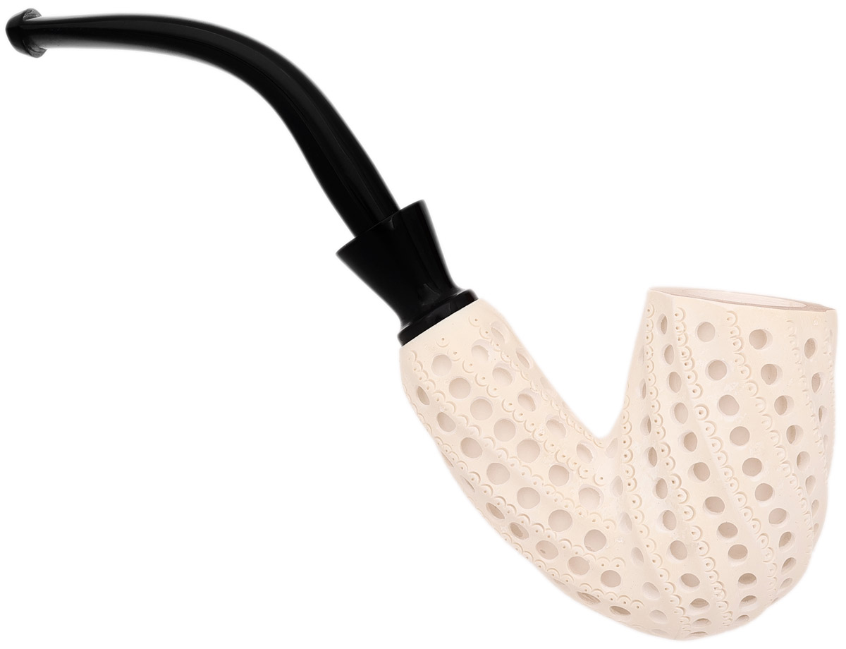 AKB Meerschaum Lattice Spiral Carved Bent Billiard (Ali) (with Case)
