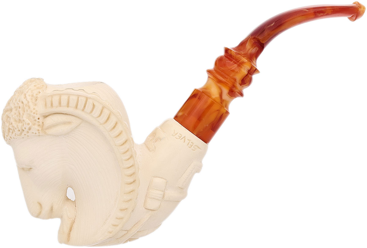 AKB Meerschaum Carved Masonic Ram (Selver) (with Case)