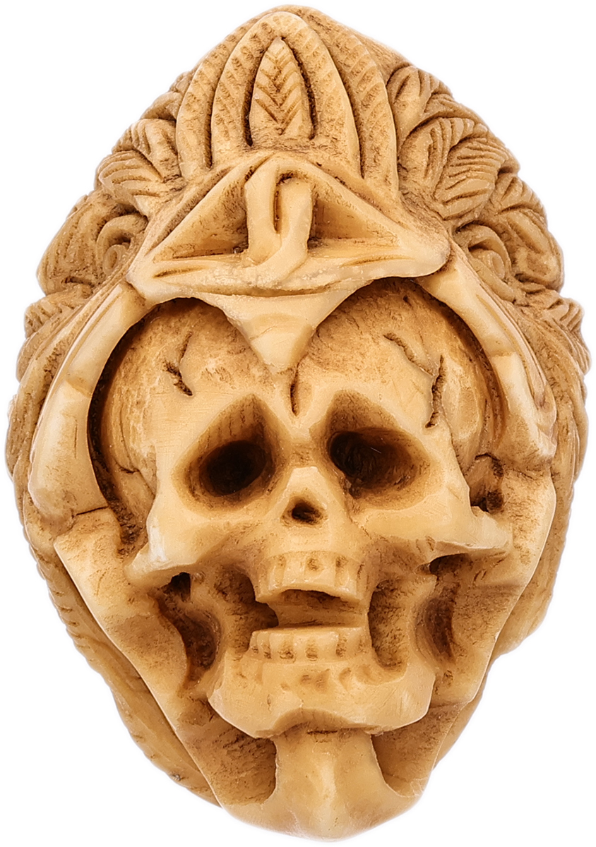 AKB Meerschaum Carved Native American Skull in Headdress (Tekin) (with Case)