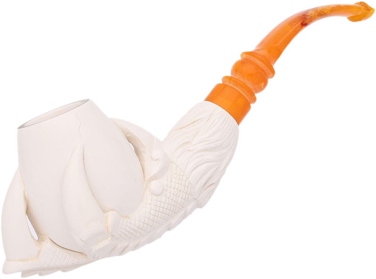 Carved Dragon Claw Holding Spot Carved Egg (with Case) Tobacco Pipe
