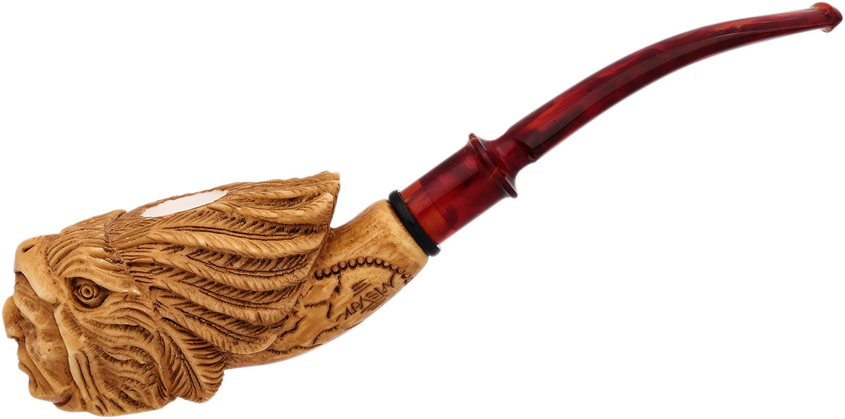 AKB Meerschaum Carved Native American with Headdress (with Case)