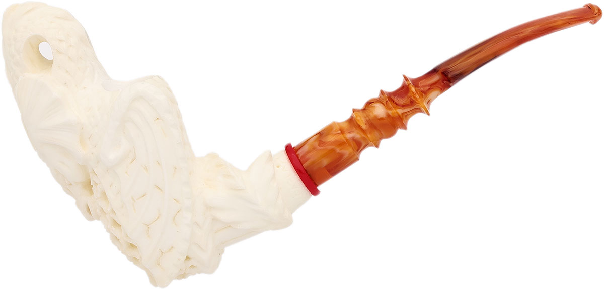 AKB Meerschaum Carved Dragon On Carved Bent Egg (Tekin) (with Case)