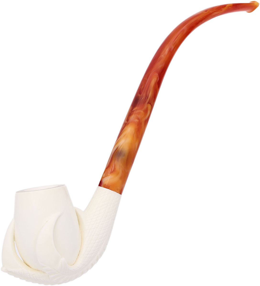 Carved Dragon Claw Holding Smooth Egg Curchwarden (Ali) (with Case) Tobacco Pipe