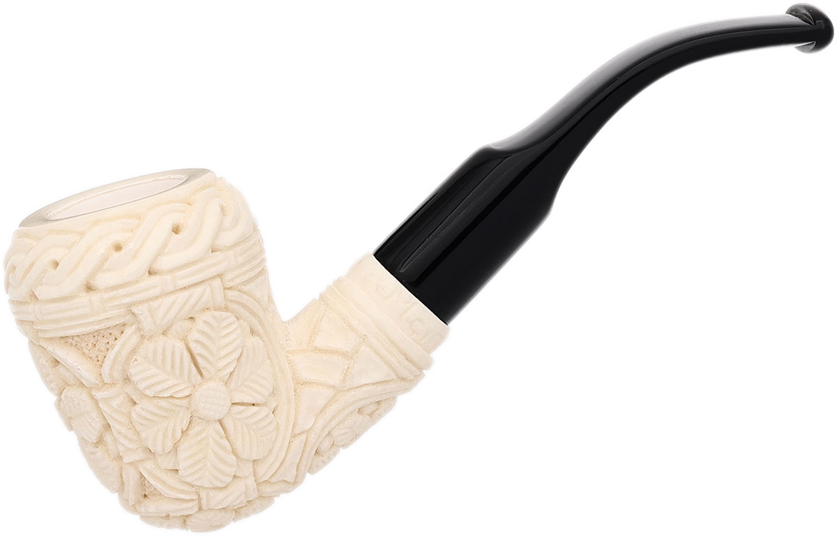 Carved Floral Bent Dublin (Mcinar) (with Case) Tobacco Pipe