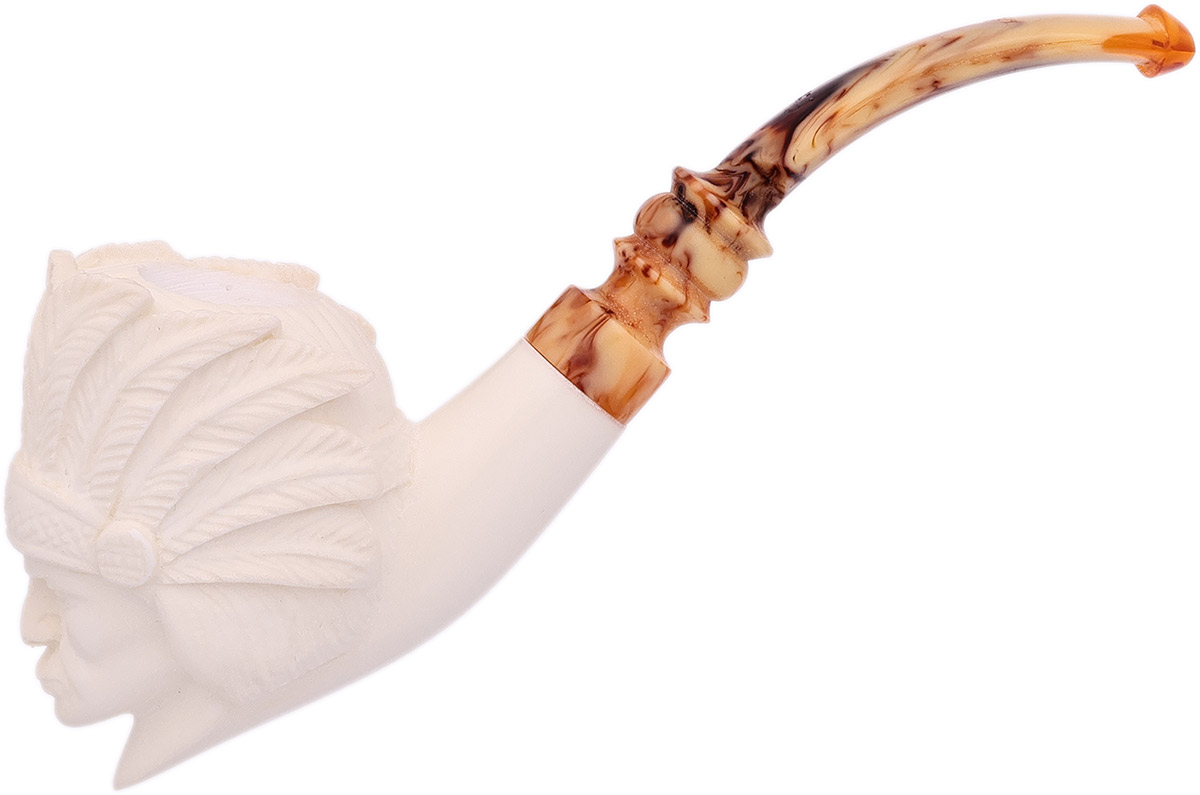 AKB Meerschaum Carved Man with Hat (with Case)