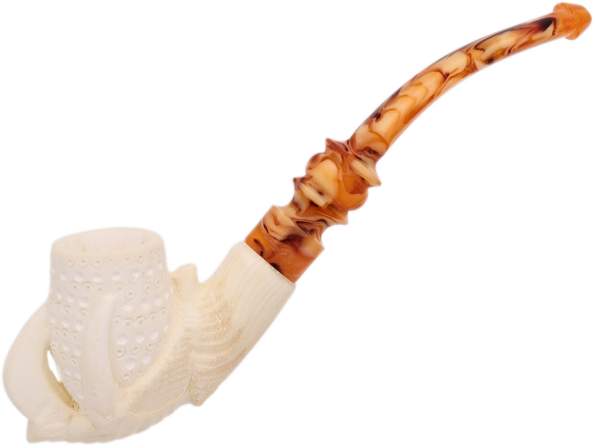 AKB Meerschaum Carved Dragon Claw Holding Lattice Egg
