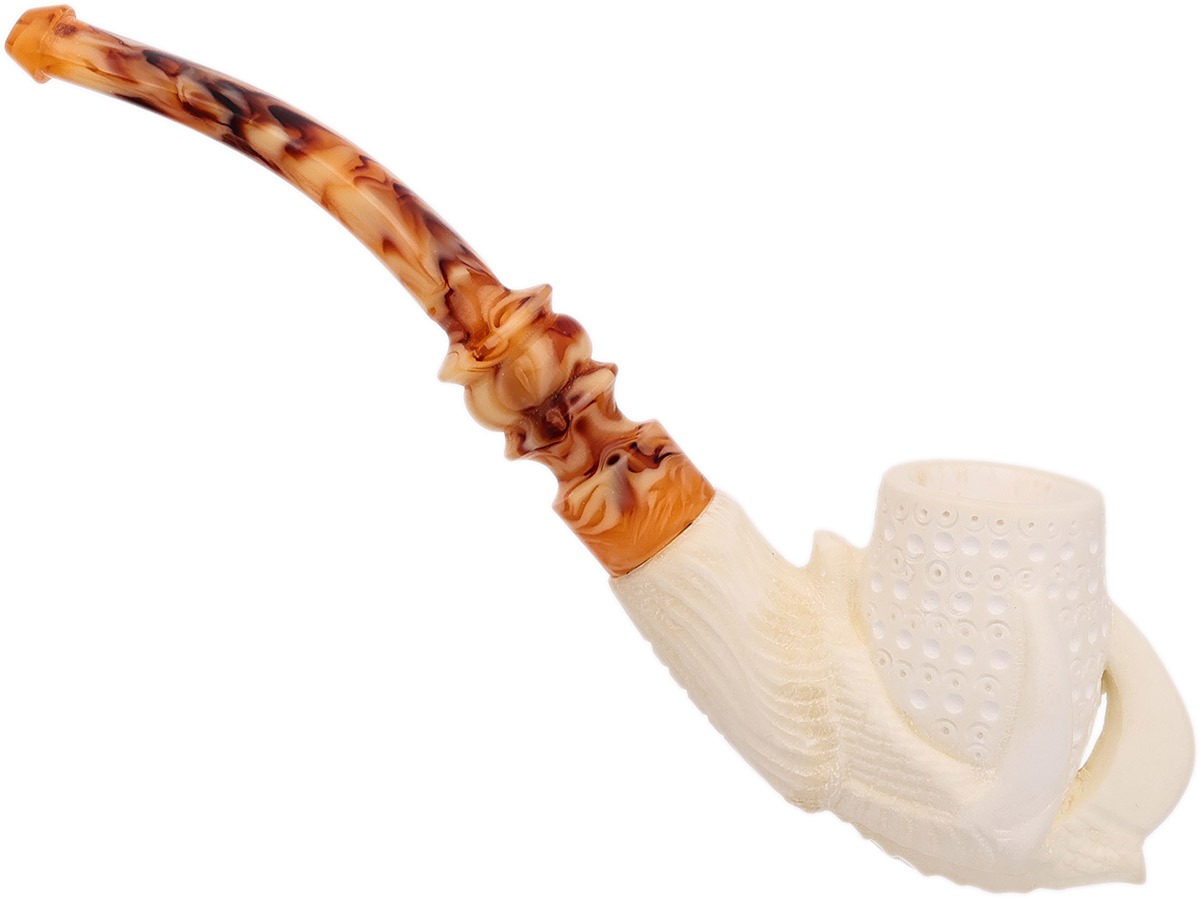 AKB Meerschaum Carved Dragon Claw Holding Lattice Egg