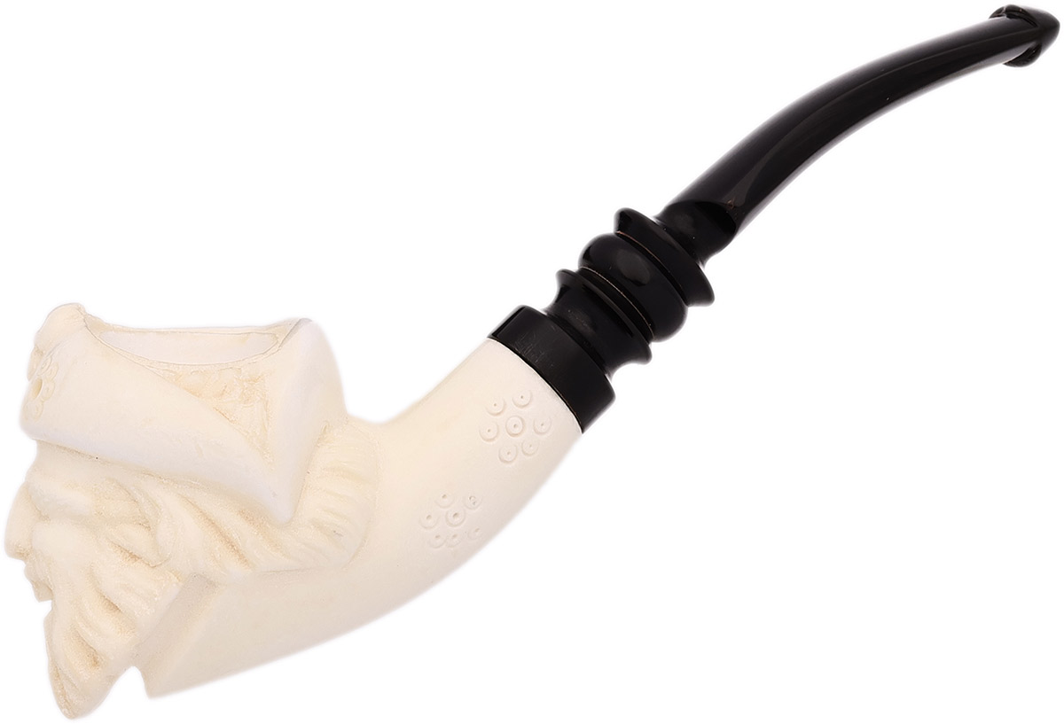 AKB Meerschaum Carved Laughing Pirate with Eyepatch & Cap