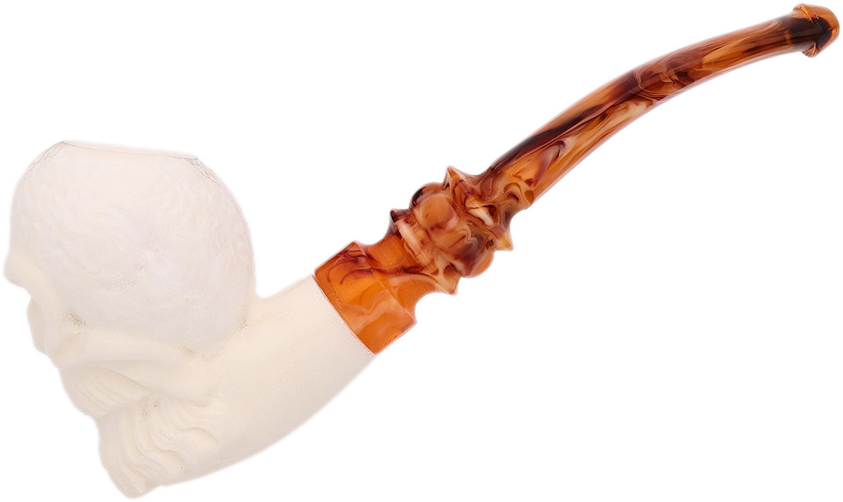 AKB Meerschaum Carved Bearded Skull