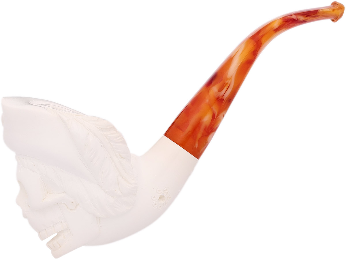 AKB Meerschaum Carved Pirate Skull with Cap (with Case)