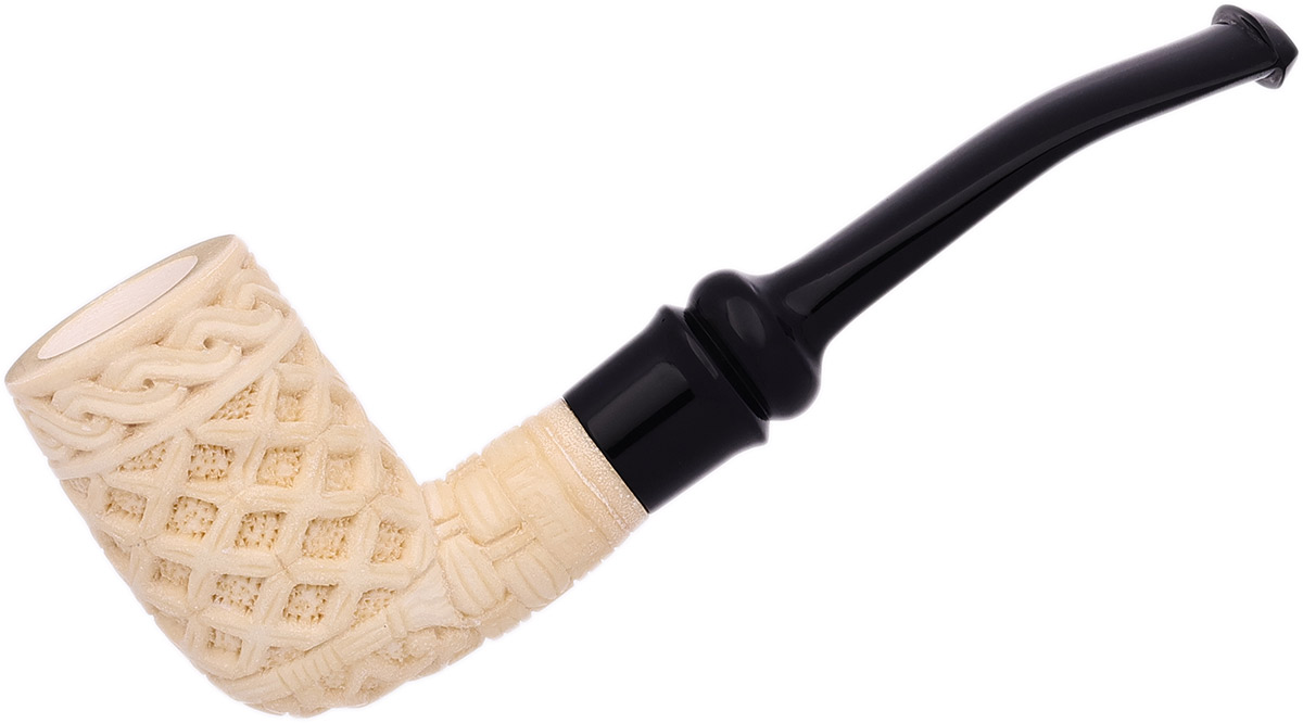 AKB Meerschaum Carved Bent Billiard (with Case)