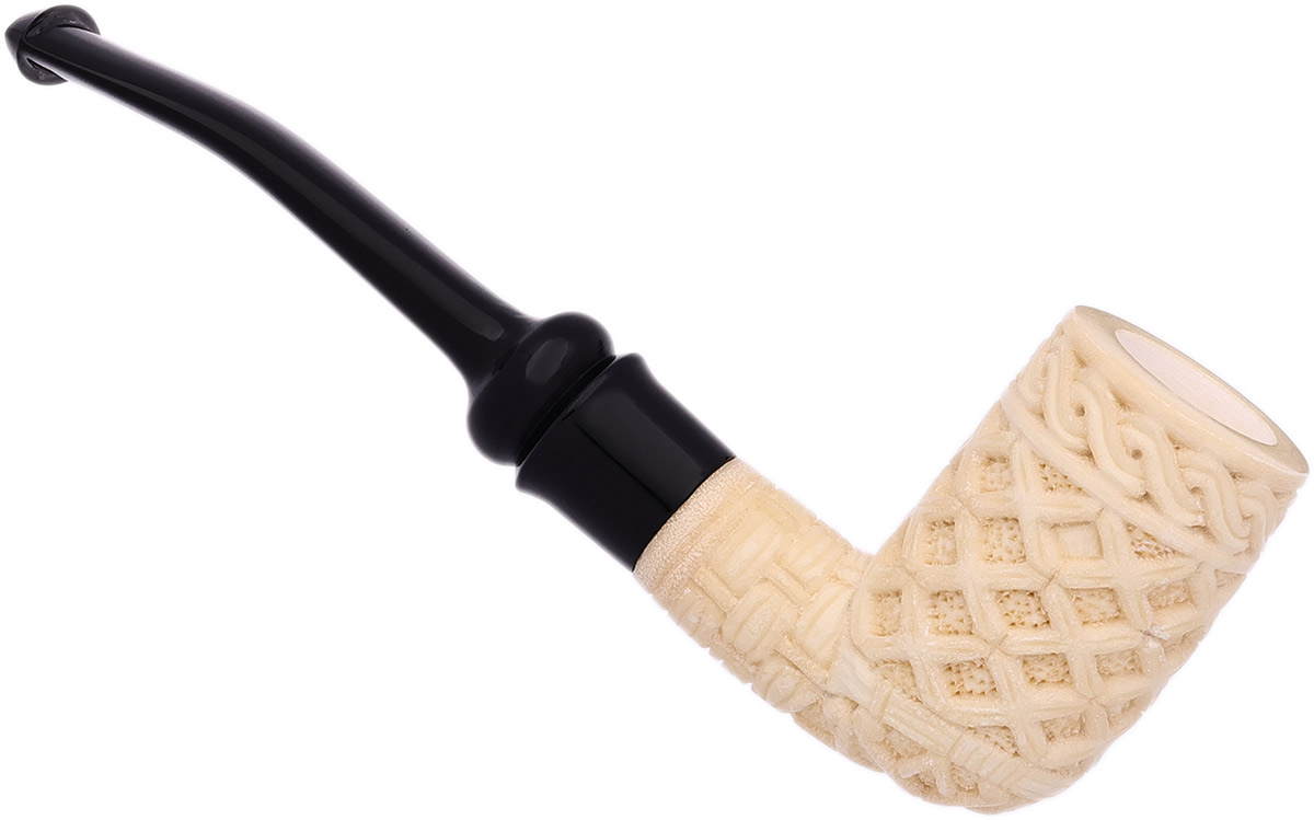 AKB Meerschaum Carved Bent Billiard (with Case)