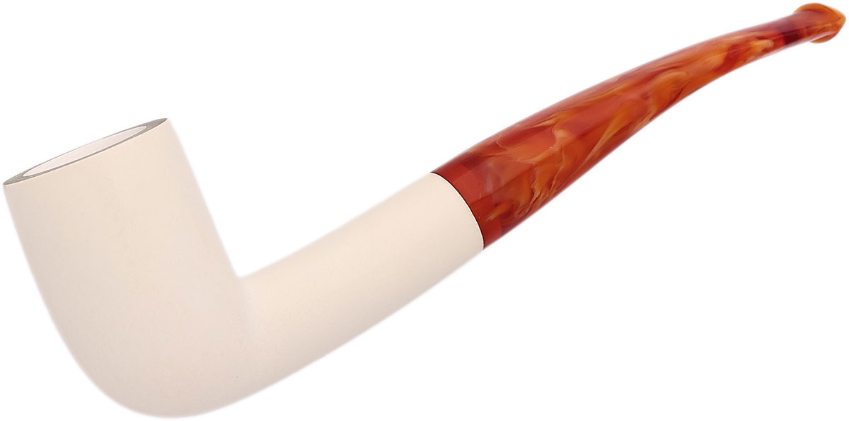 AKB Meerschaum Spot Carved Bent Billiard (with Case)