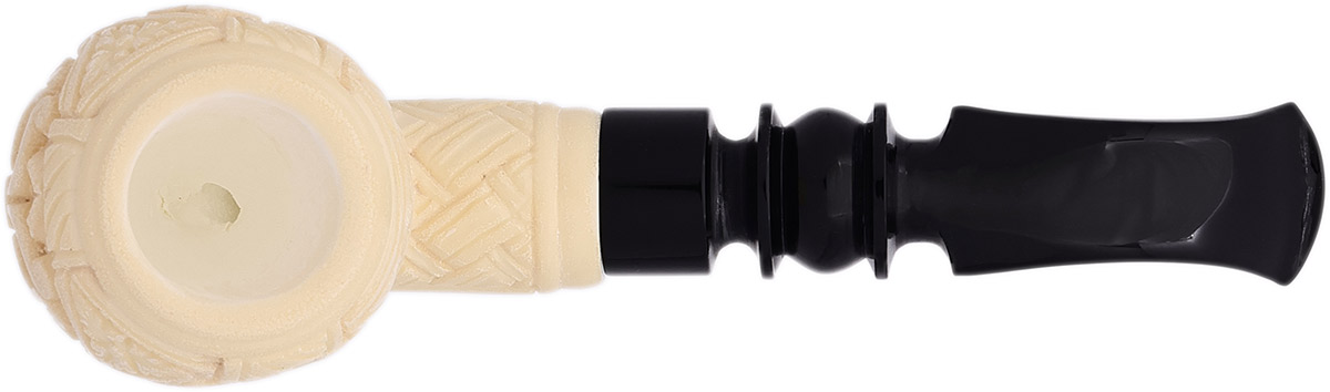 AKB Meerschaum Carved Floral Bent Apple (Mcinar) (with Case)