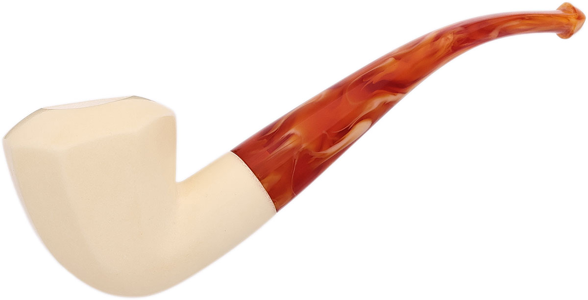 AKB Meerschaum Smooth Paneled Bent Dublin (with Case)