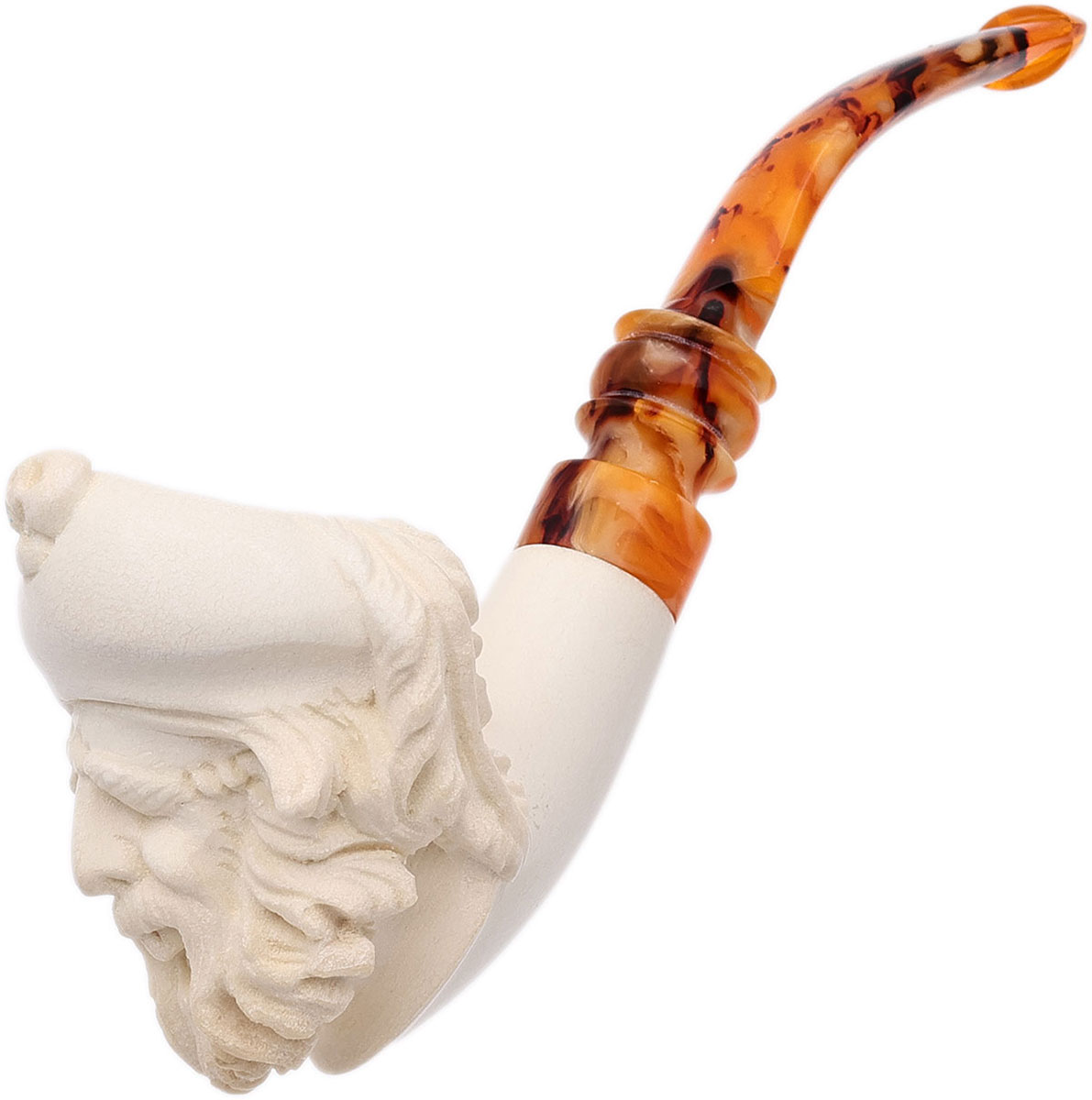 AKB Meerschaum Carved Laughing Pirate with Eyepatch & Cap (with Case)