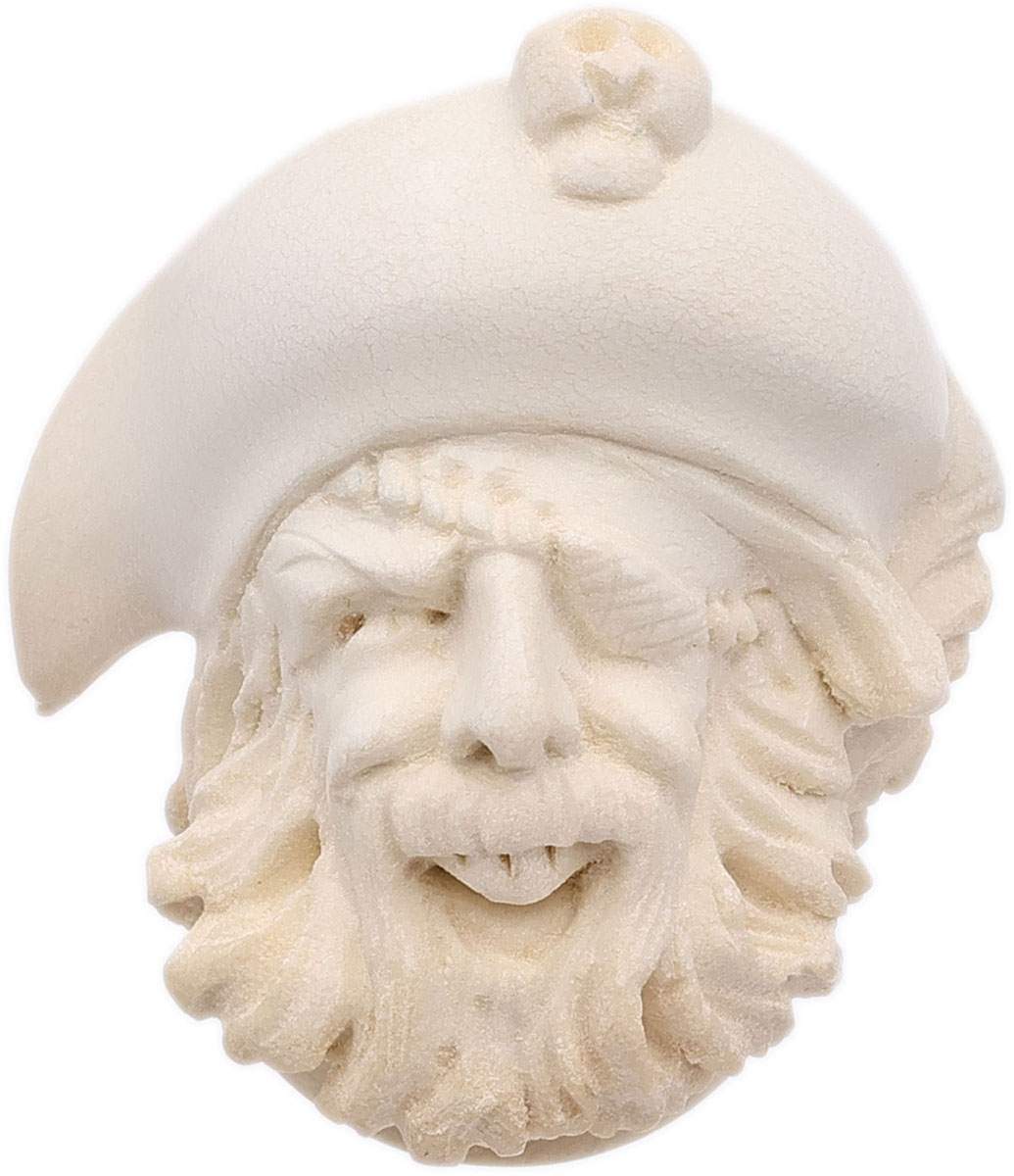 AKB Meerschaum Carved Laughing Pirate with Eyepatch & Cap (with Case)