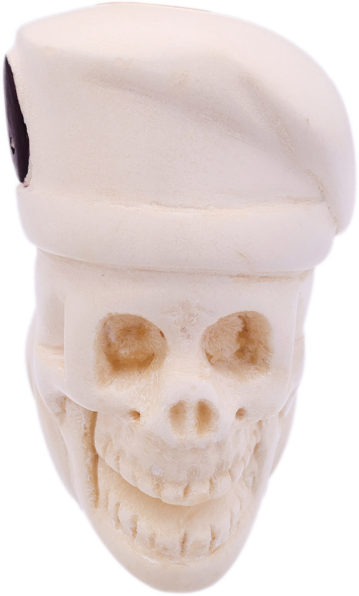 AKB Meerschaum Carved Skull with Yin and Yang Hat (with Case)