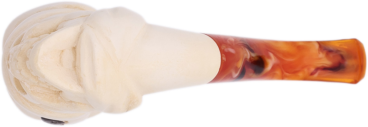 AKB Meerschaum Carved Skull with Yin and Yang Hat (with Case)
