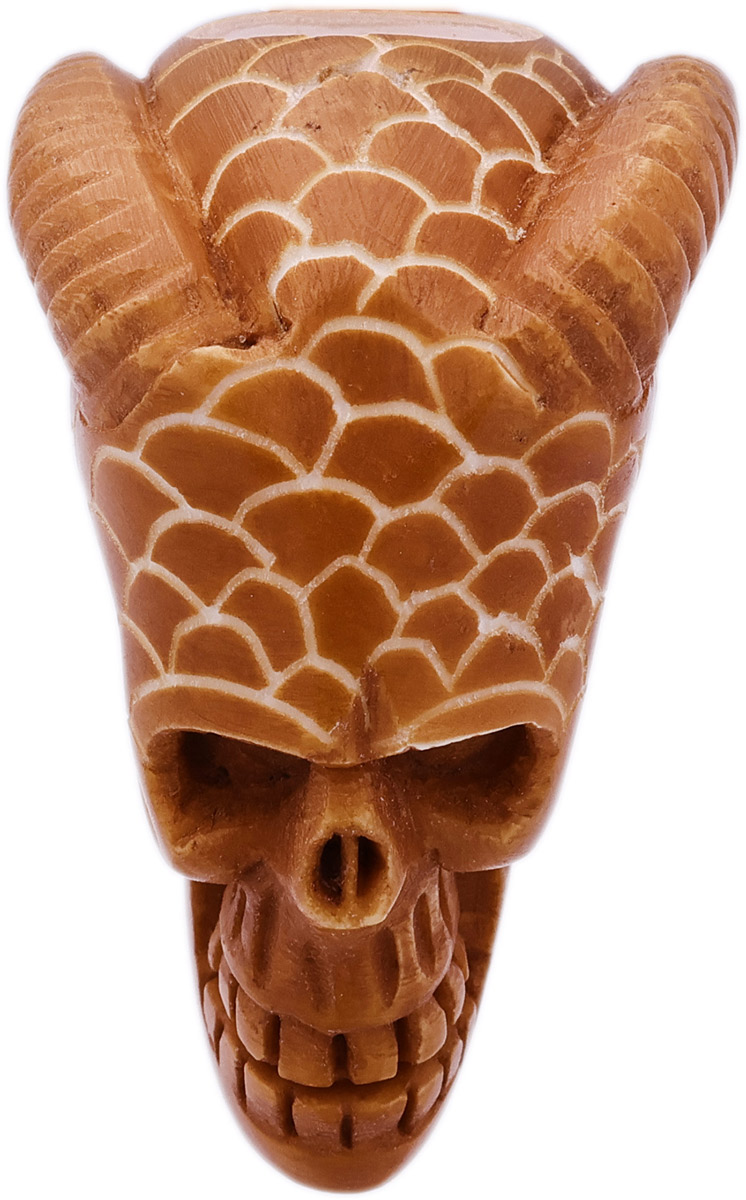 AKB Meerschaum Carved Skull with Horns (with Case)