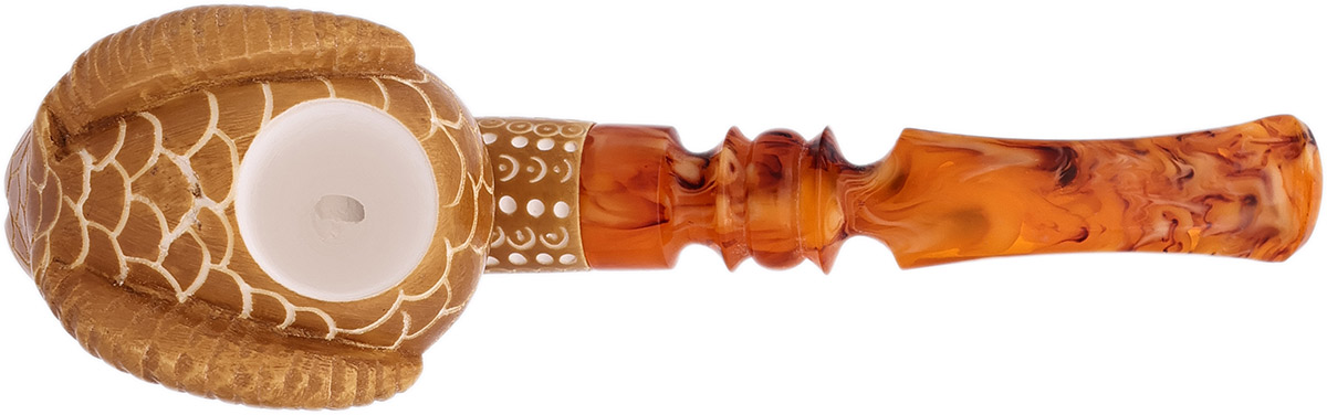 AKB Meerschaum Carved Skull with Horns (with Case)