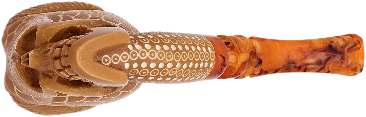 AKB Meerschaum Carved Skull with Horns (with Case)