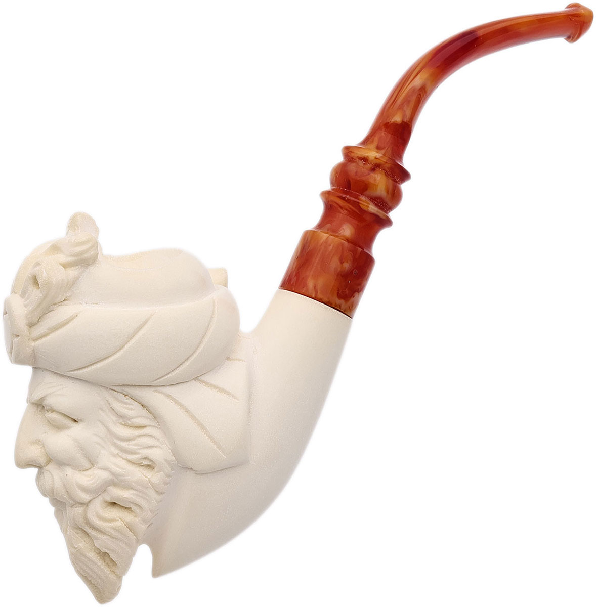 AKB Meerschaum Carved Bearded Man with Cap (with Case)