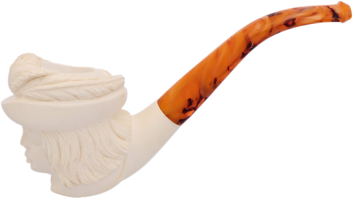 AKB Meerschaum Carved Woman with Hat (with Case)