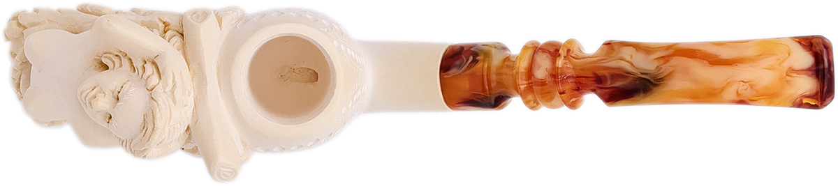 AKB Meerschaum Carved Nude Woman on Carved Bent Egg (Cevher) (with Case)