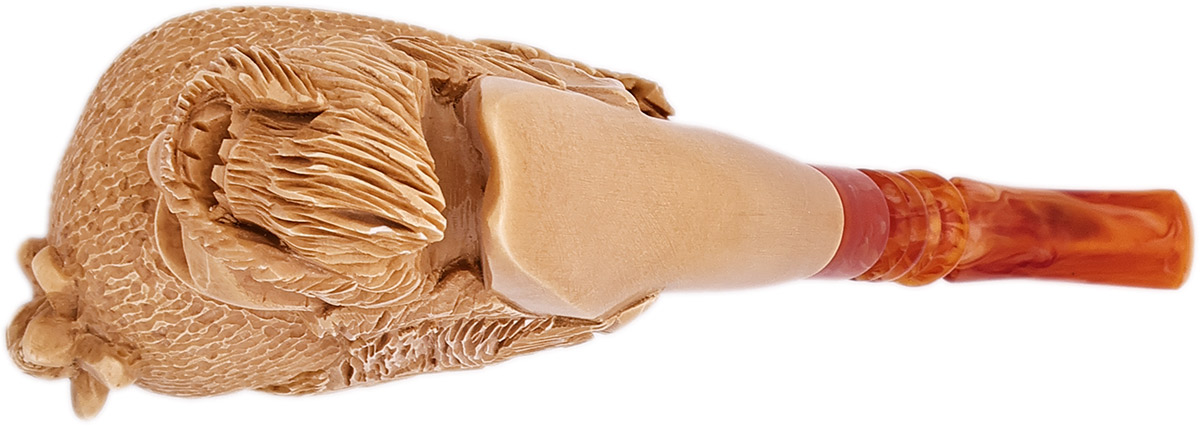 AKB Meerschaum Carved Bearded Pirate Skull with Cap (with Case)